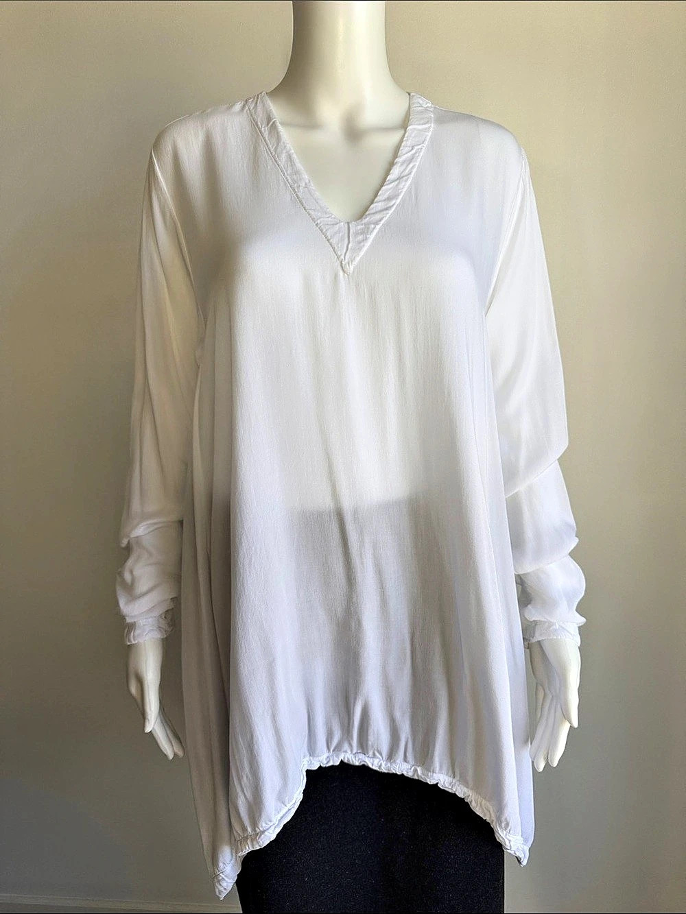 Transit Par Such Oversized White High Low Tunic Blouse Size 3 / Medium